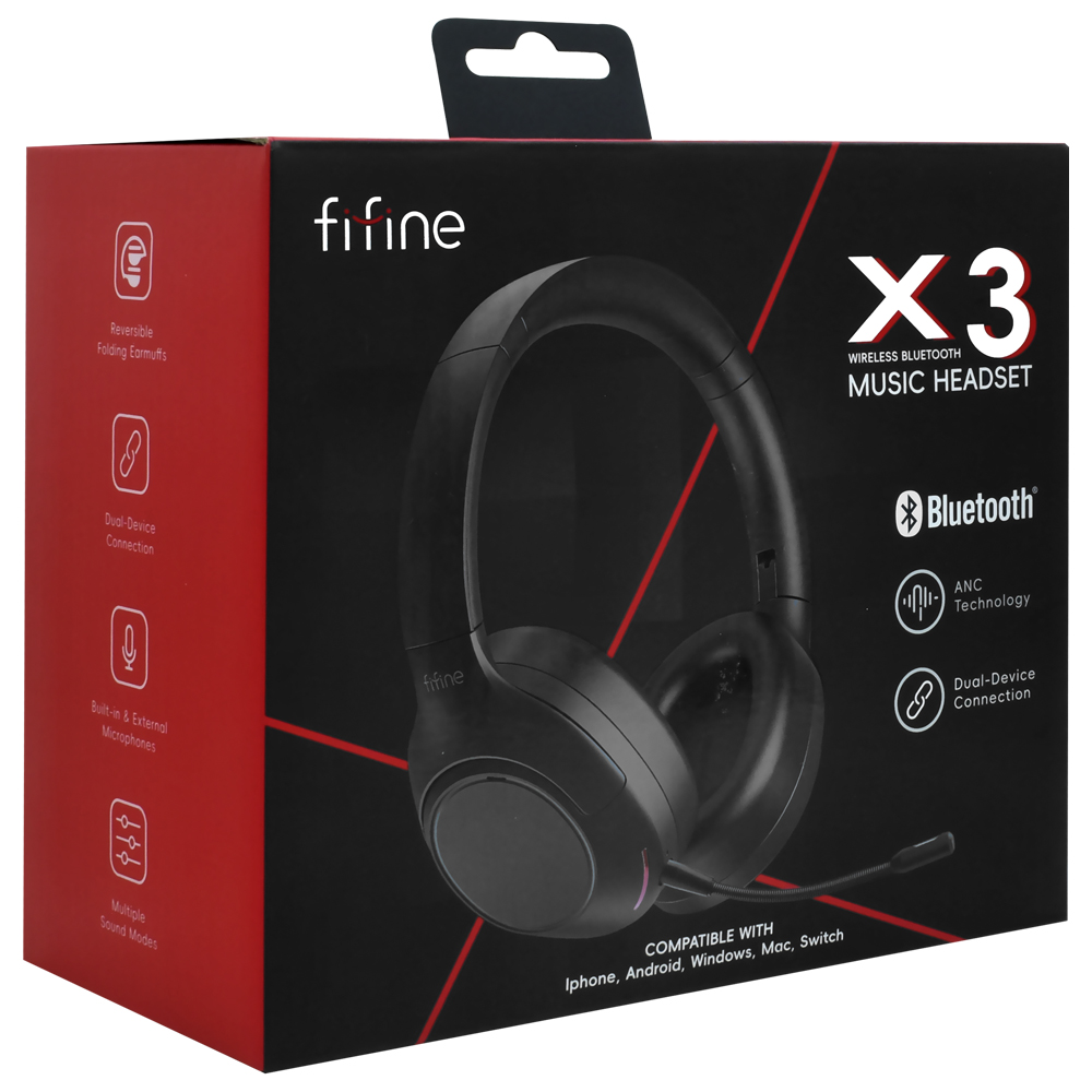 Fone Gamer Fifine X3 ANC / Bluetooth - Preto