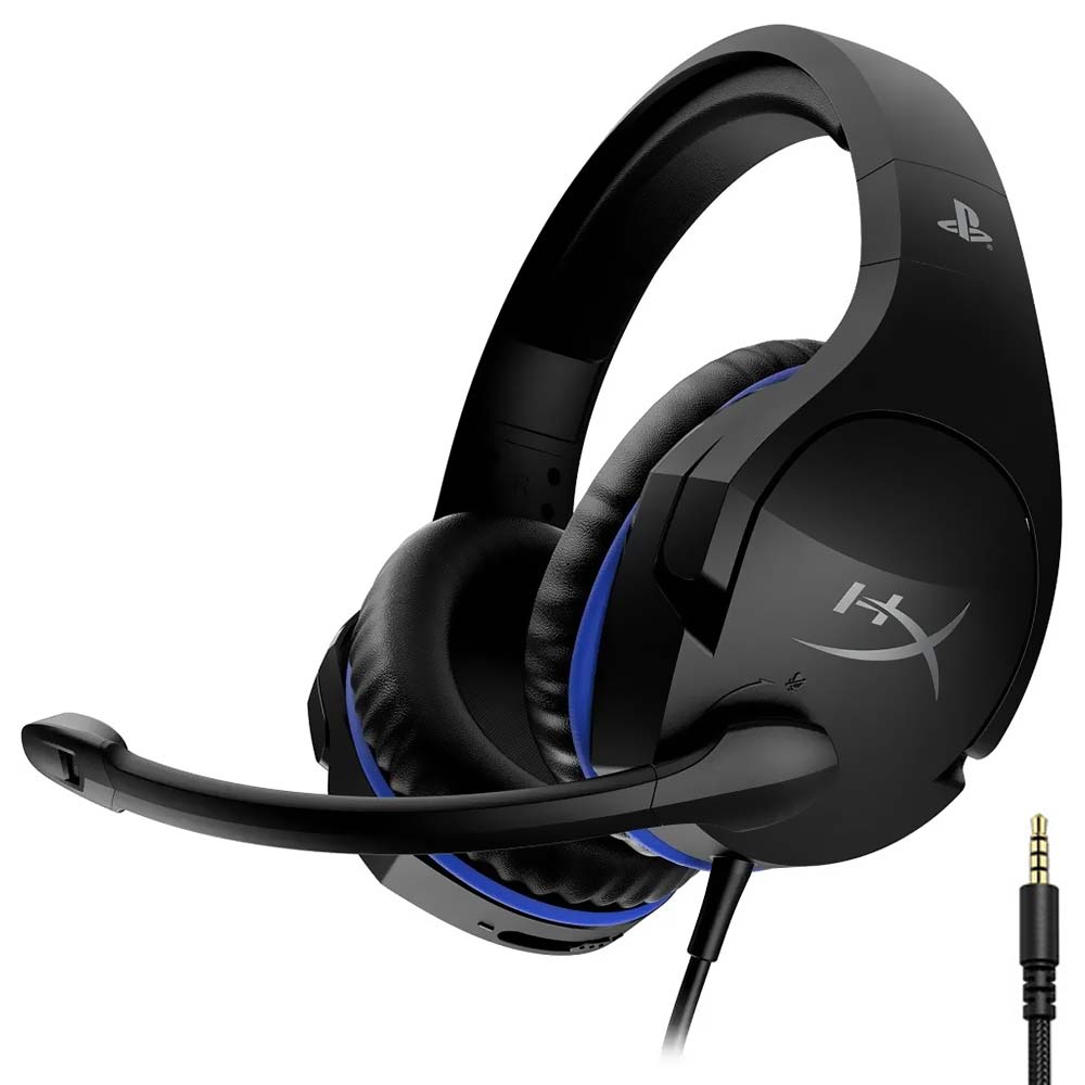 Fone Gamer Hyperx Cloud Stinger PS4 / Com Fio - Preto / Azul (HX-HSCSS-BK/AM)