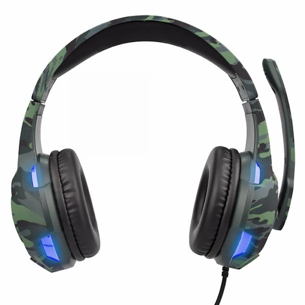 Fone Gamer Kolke KGA-487 Trooper LED / Com Fio - Azul / Camuflado