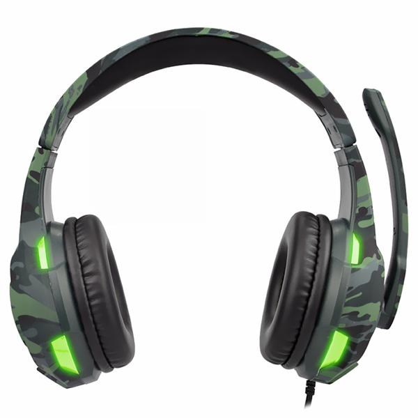 Fone Gamer Kolke KGA-487 Trooper LED / Com Fio - Verde / Camuflado