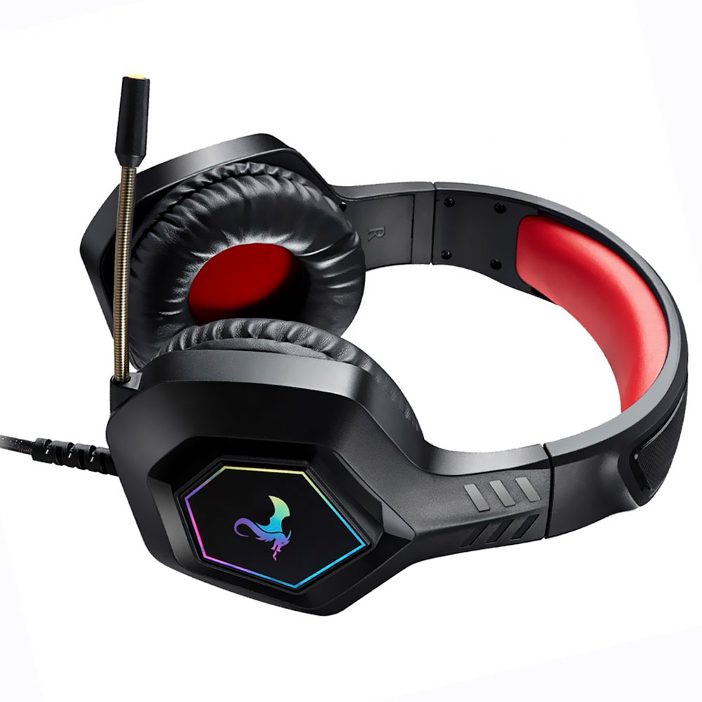 Fone Gamer Kolke KGA-514 Balder RGB / Com Fio - Preto / Vermelho