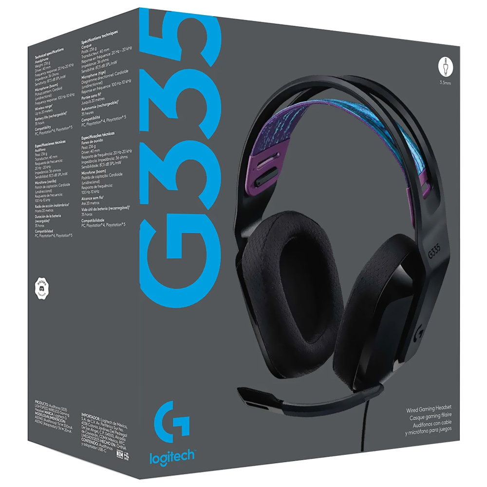 Fone Gamer Logitech G335 Keep / Com Fio - Preto (981-000977)