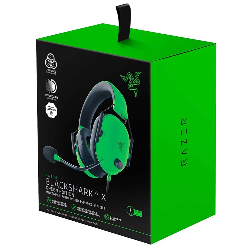 Fone Gamer Razer Blackshark V2 X / Com Fio - Preto / Verde (RZ04-03240600-R3U1)