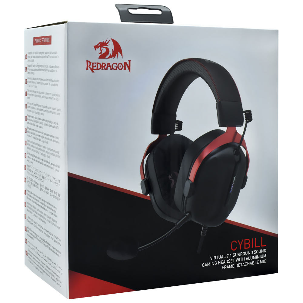 Fone Gamer Redragon H312 Cybill / Com Fio - Preto / Vermelho