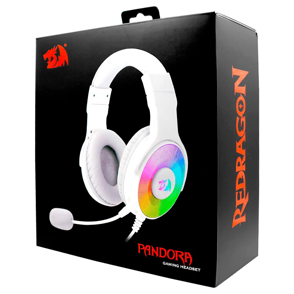 Fone Gamer Redragon H350W-RGB Pandora RGB / Com Fio - Branco