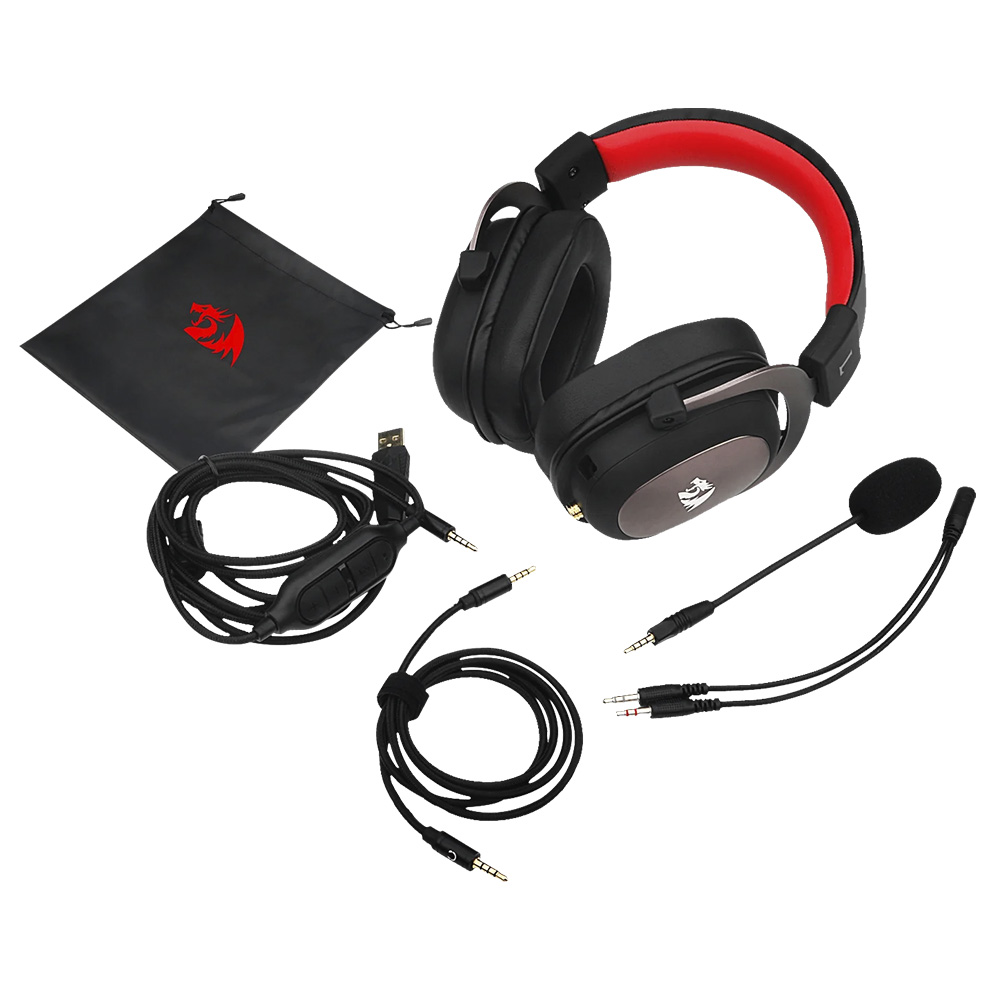 Fone Gamer Redragon H510-1 Zeus / Com Fio - Preto / Vermelho