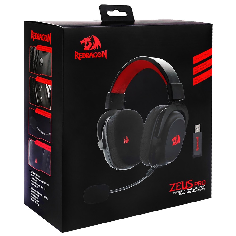 Fone Gamer Redragon H510-PRO Zeus Pro / Wireless - Preto