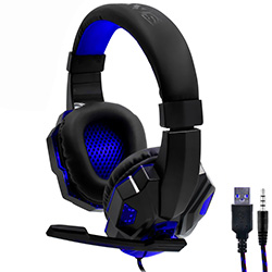 Fone Gamer Satellite AE-327A / Com Fio - Azul