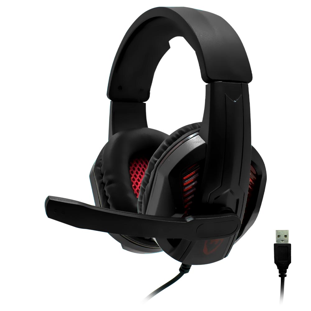 Fone Gamer Satellite AE-364U / Com Fio - Preto / Vermelho