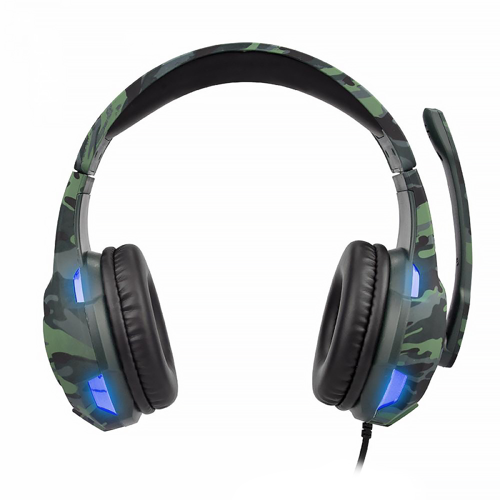 Headset Gamer Kolke KGA-487 Trooper LED / Com Fio - Azul / Camuflado