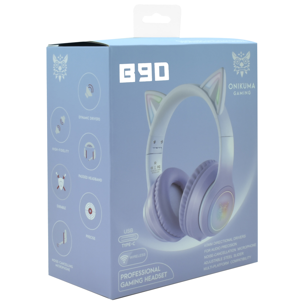 Headset Gamer Onikuma B90 Professional RGB / Bluetooth - Roxo