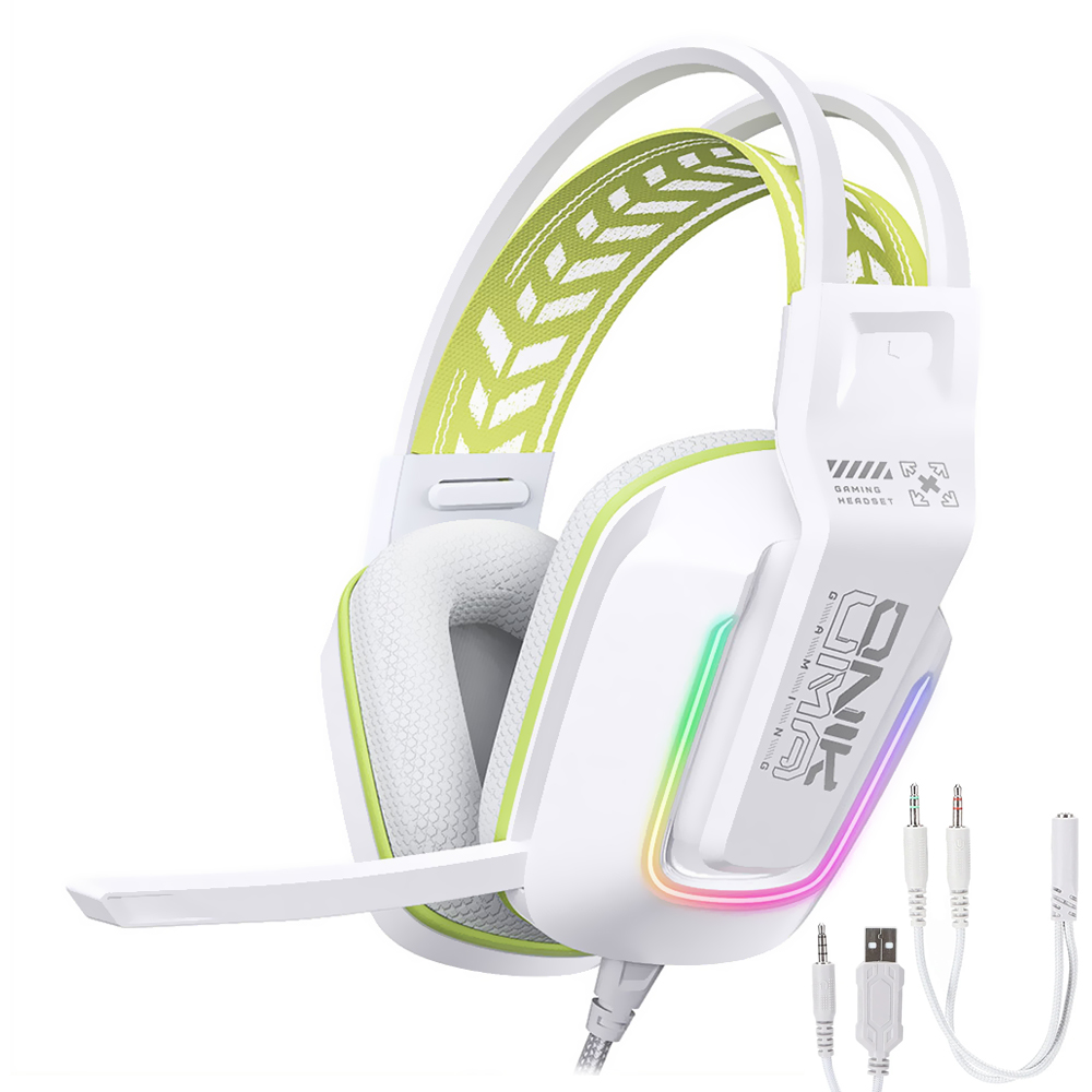 Headset Gamer Onikuma X13 RGB / Com Fio - Branco