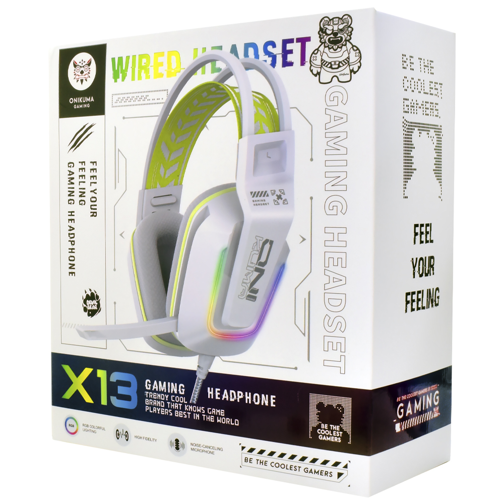 Headset Gamer Onikuma X13 RGB / Com Fio - Branco