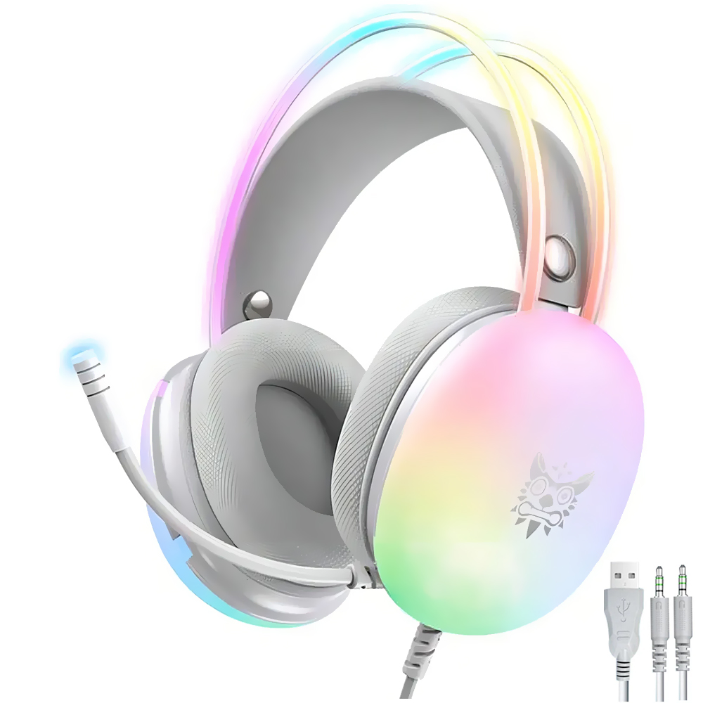 Headset Gamer Onikuma X25 Professional RGB / Com Fio - Branco