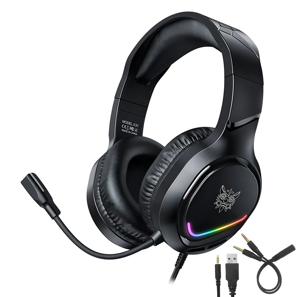 Headset Gamer Onikuma X31 RGB / Com Fio - Preto