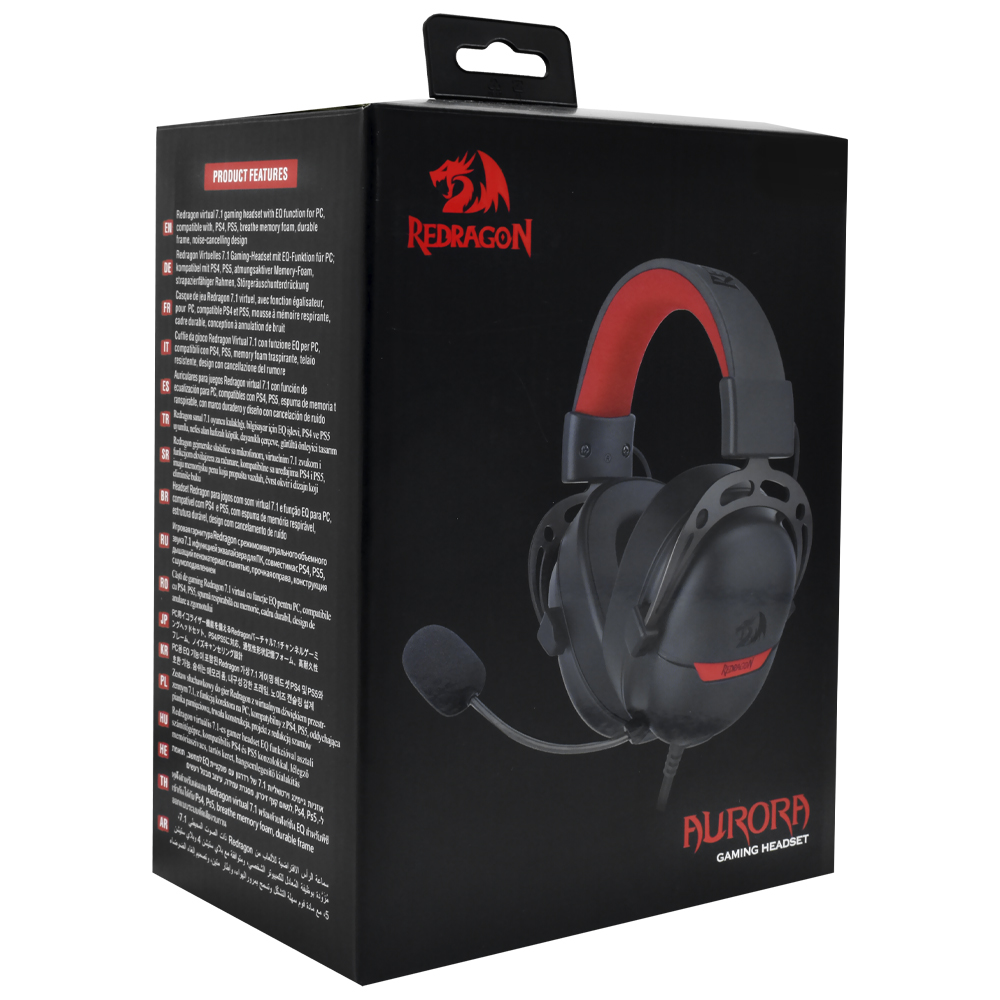 Headset Gamer Redragon H376BR Aurora / Com Fio - Preto / Vermelho