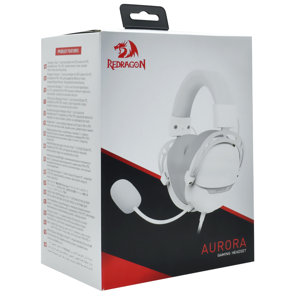 Headset Gamer Redragon H376WG Aurora / Com Fio - Branco / Cinza