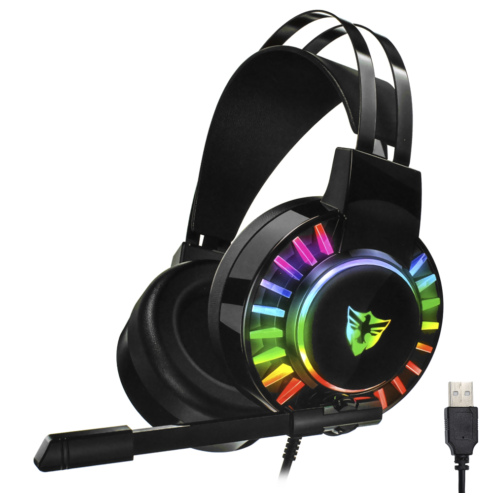 Headset Gamer Satellite AE-306 RGB / Com fio - Preto