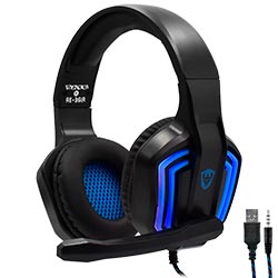 Headset Gamer Satellite AE-361B LED / Com Fio - Preto / Azul