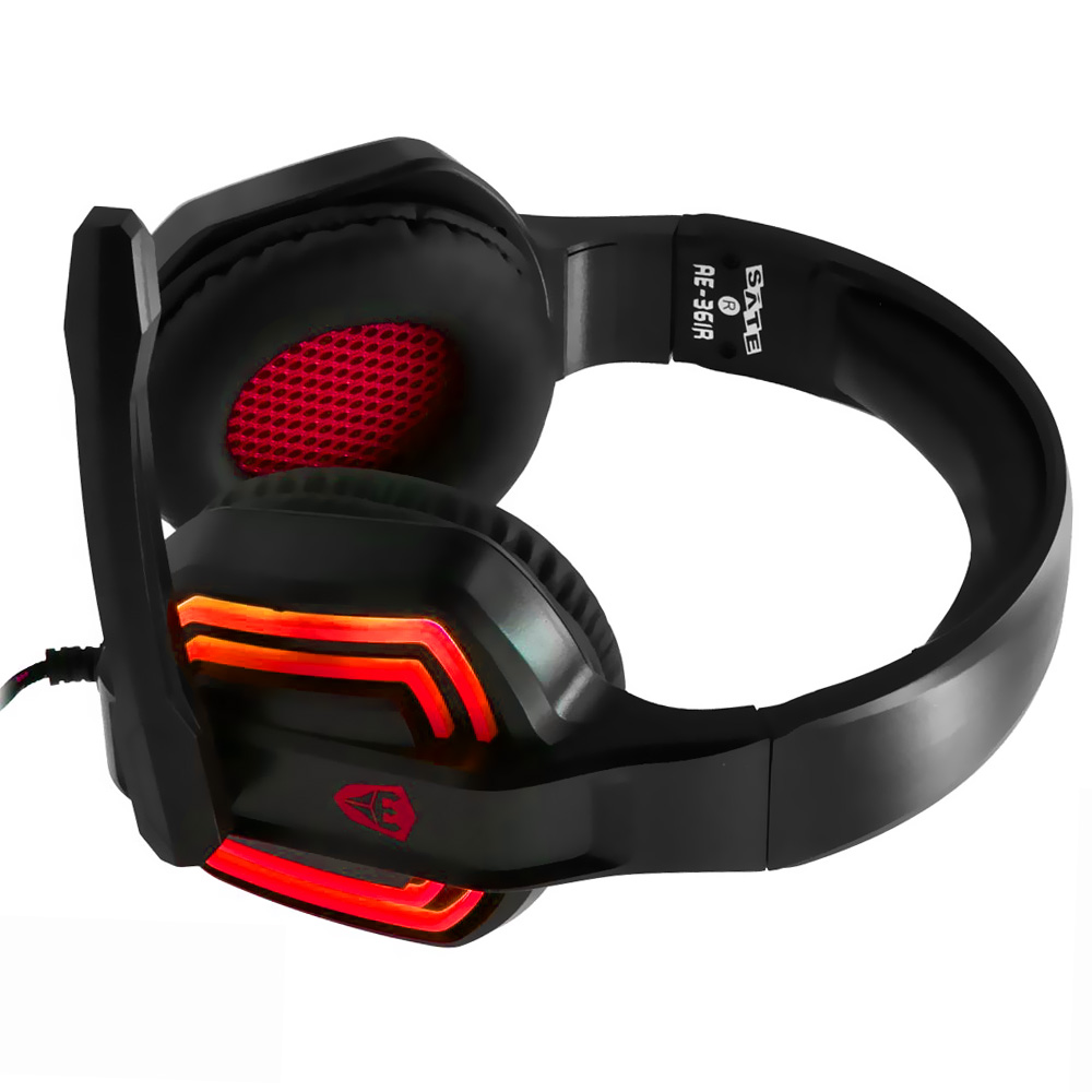 Headset Gamer Satellite AE-361R LED / Com Fio - Preto / Vermelho