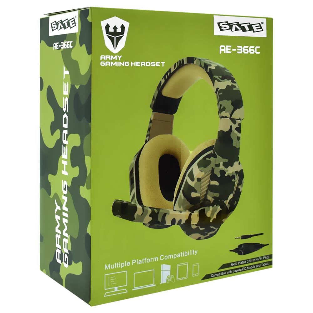 Headset Gamer Satellite AE-366C Com Fio - Camuflado