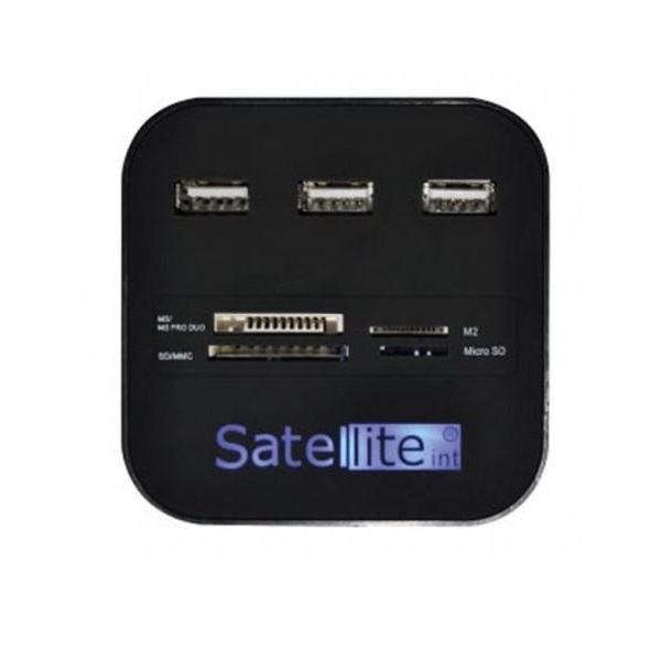 HUB 3 Portas USB 2.0 + Leitor de Cartão Satellite A-HUB07 Duo M2 SD/MS/PRO