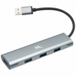 HUB 4P. USB 3.0 MTEK HB-401 CINZA
