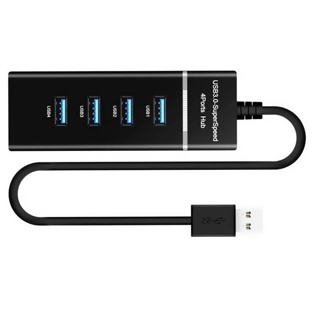 HUB  4P. USB 3.0 SUPER SPEED 303 480MBPS PRETO