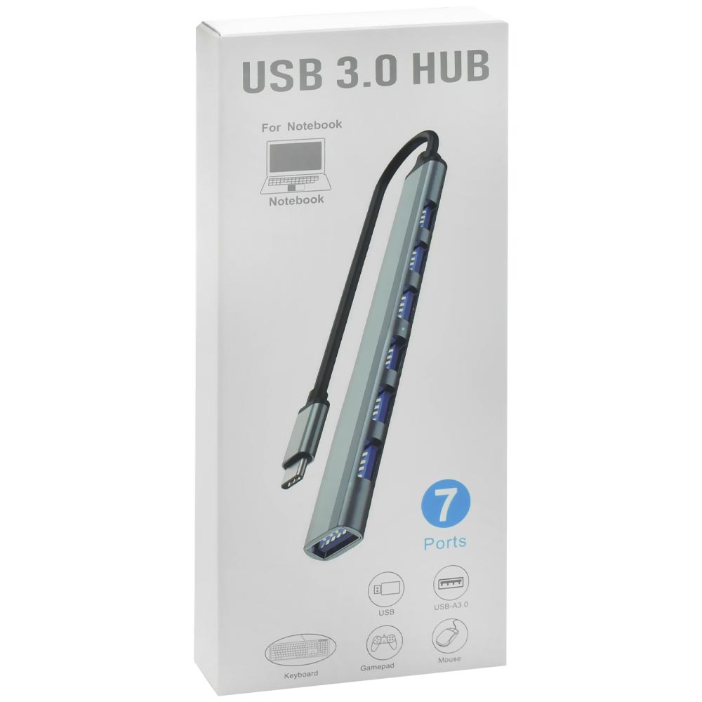 HUB  7P. USB TYPE-C 3.1 7USB 3.0 CINZA
