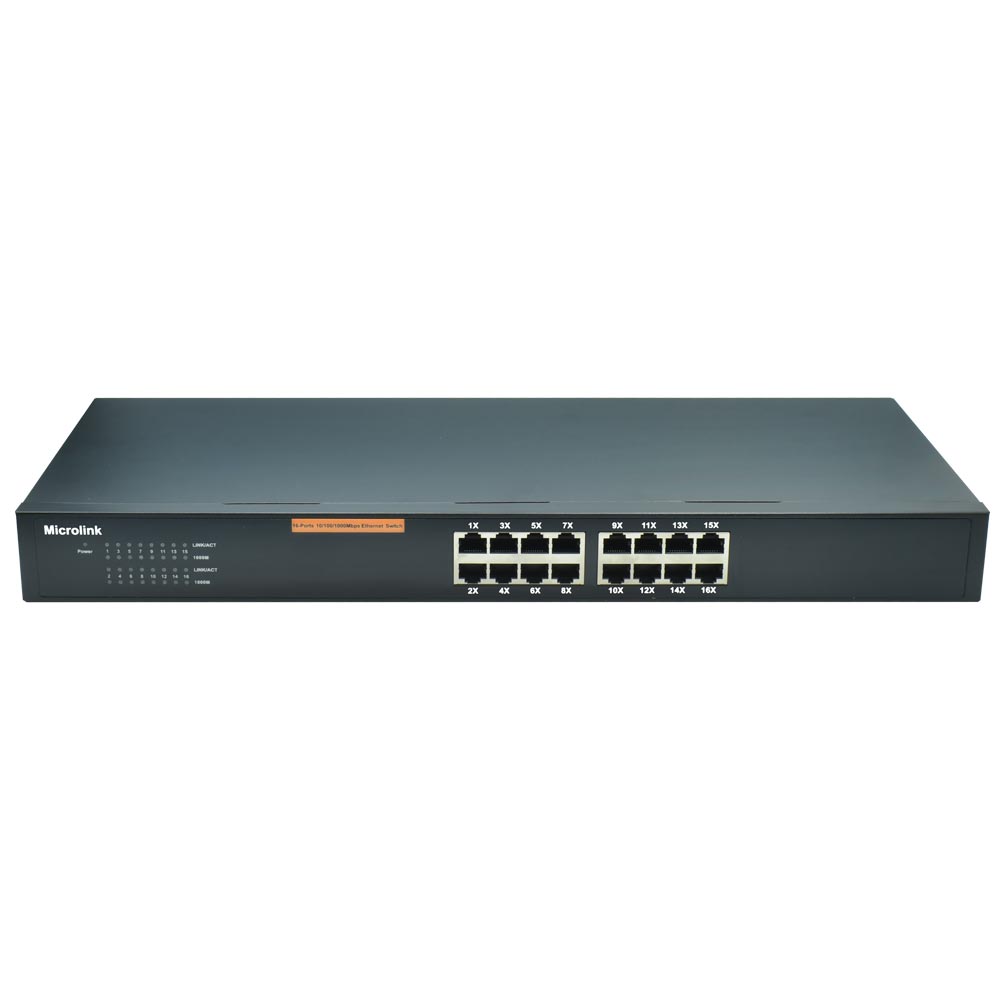Hub Switch Microlink Gigabit 16 Portas - 10/100/1000Mbps 