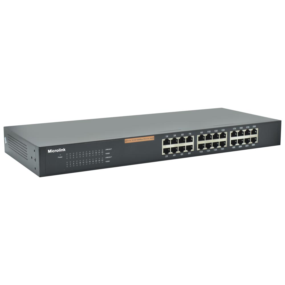 Hub Switch Microlink Gigabit 24 Portas - 10/100/1000Mbps