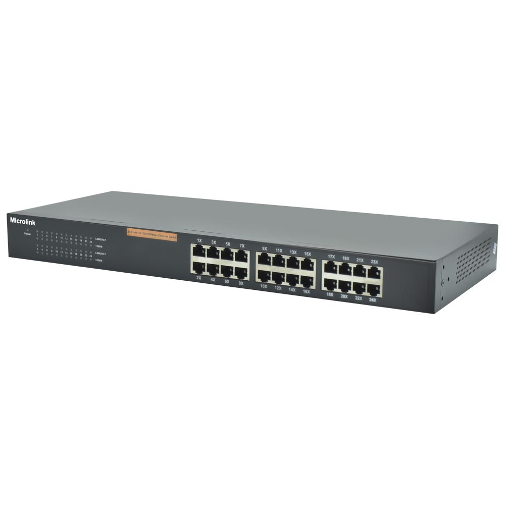 Hub Switch Microlink Gigabit 24 Portas - 10/100/1000Mbps