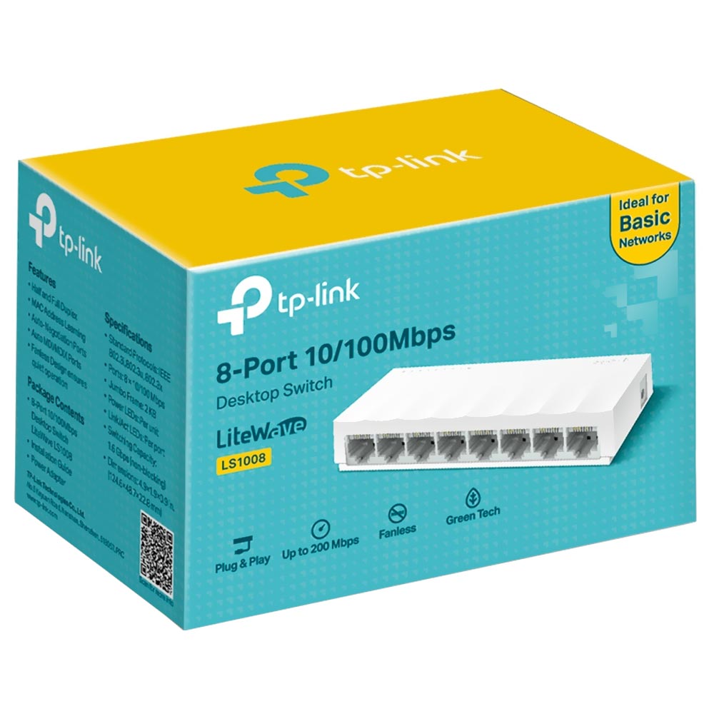Hub Switch Tp-link LS1008 8 Portas - Branco (10/100Mbps)