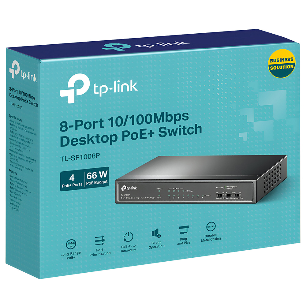 Hub Switch Tp-Link TL-SF1008P 4 Portas / Poe - 10/100Mbps