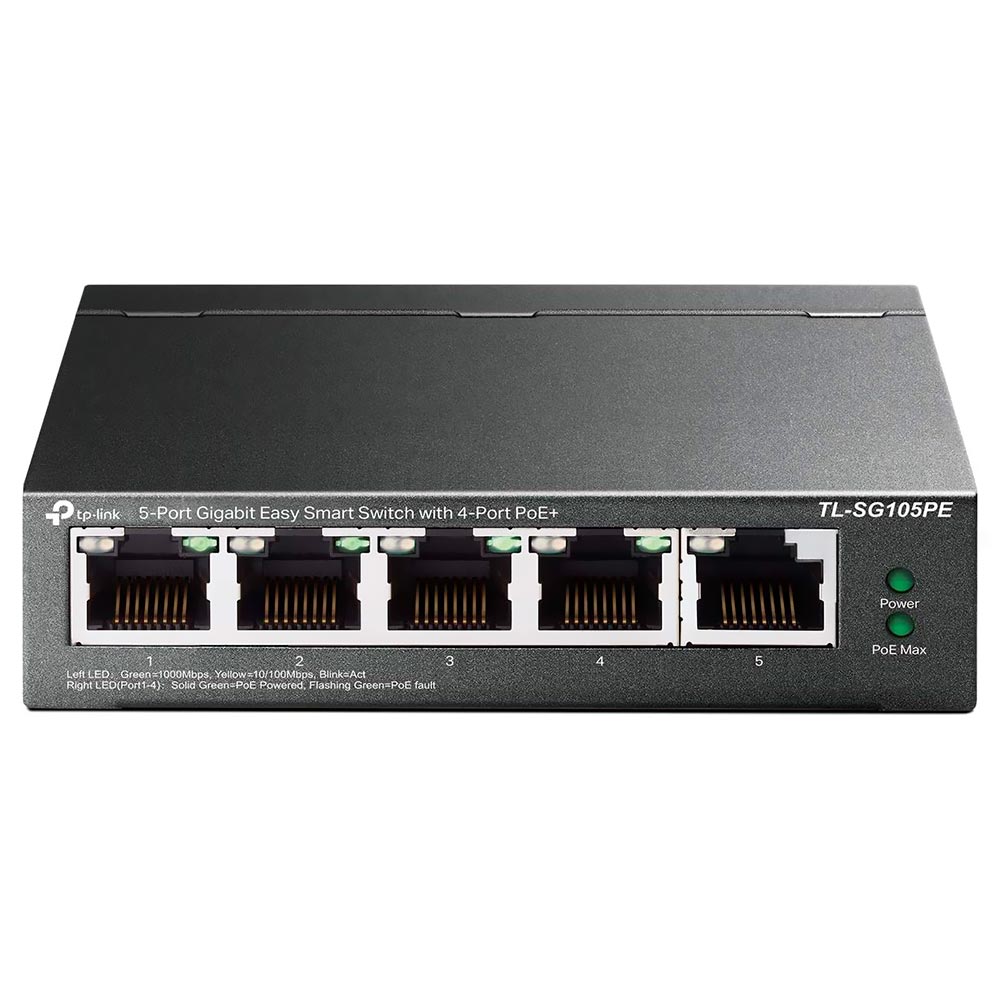Hub Switch Tp-link TL-SG105PE Easy Smart 5 Portas / 4 Port Poe+ / 65W - 10/100/1000Mbps