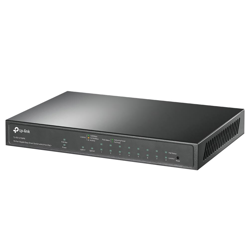 Hub Switch Tp-link TL-SG1210MPE Easy Smart 10 Portas Gigabit / 8 Portas Poe+ 123W - 10/100/1000Mbps