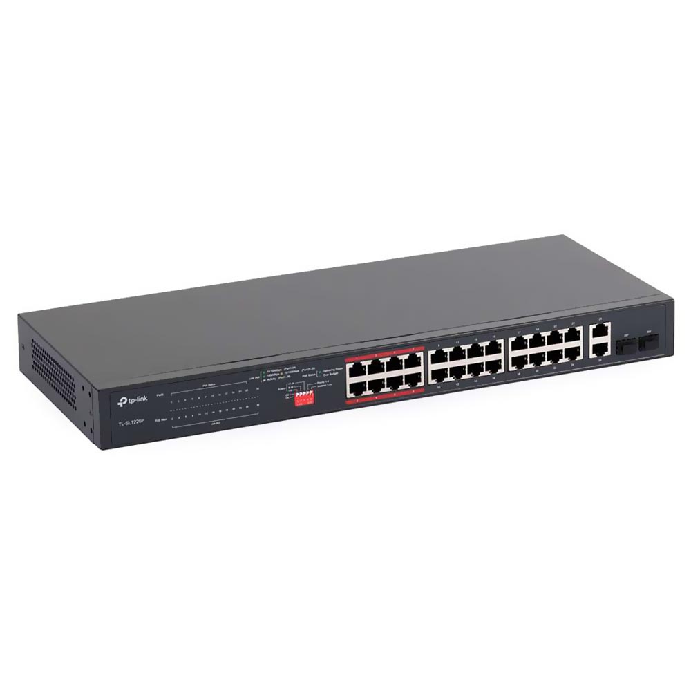 Hub Switch Tp-link TL-SL1226P 24 Portas Poe+ 10/100MBPS / 2 Portas Gigabit 2SFP 10/100/1000Mbps