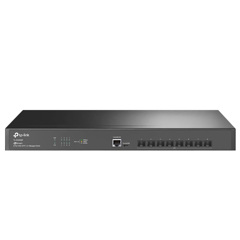 Hub Switch Tp-link TL-SX3008F Jetstream L2+ 10GE SFP+ 8 Portas - 10/100/1000Mbps