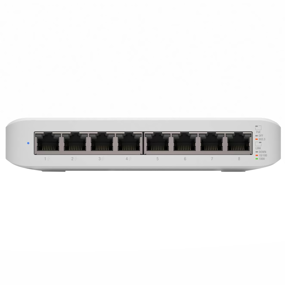 Hub Switch Unifi Ubnt USW-LITE-8-POE-BR 8 Portas / Gigabit / 52W - Branco