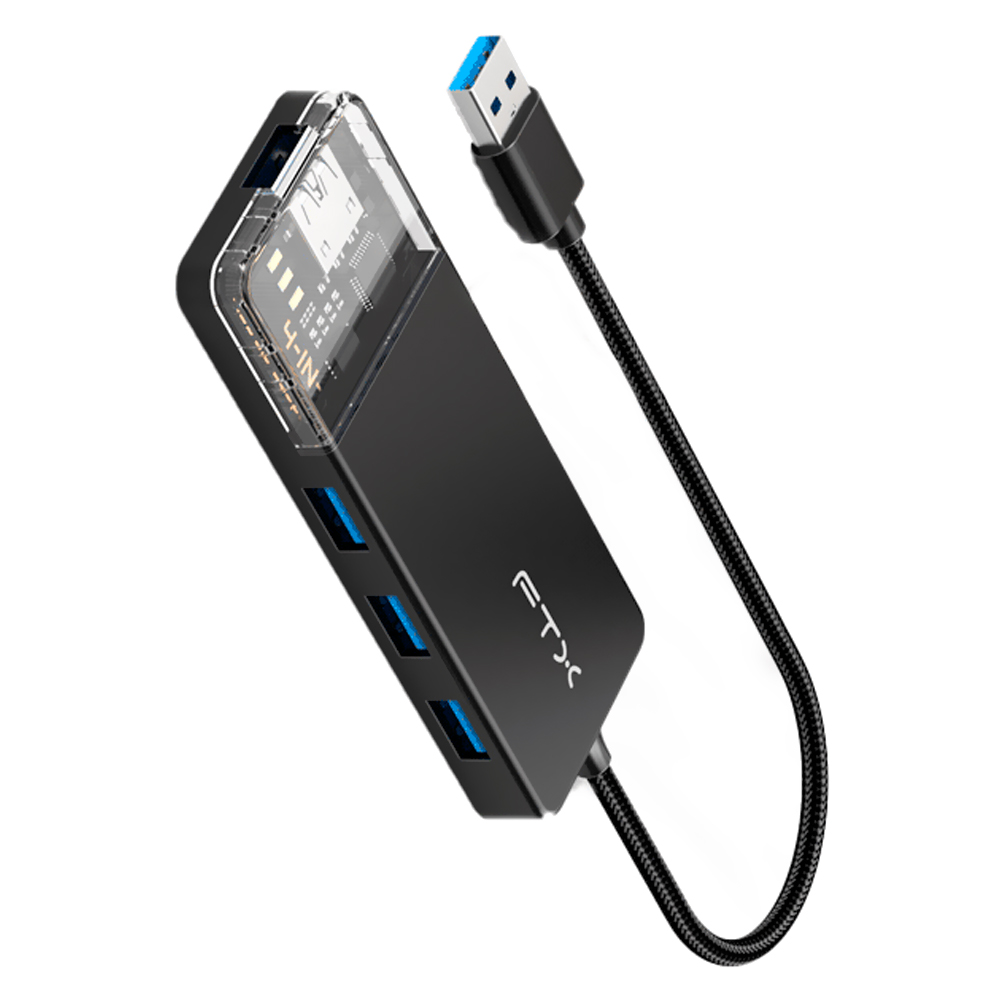 Hub USB 3.0 FTX CT-HUBT1-PB 4 Portas / 4 USB 3.0 / USB-C Fêmea - Cinza