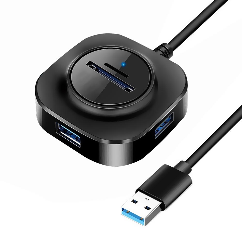 Hub USB 3.0 H-25 3 Portas / 3 USB 3.0 + Leitor de Cartão SD/TF - Preto