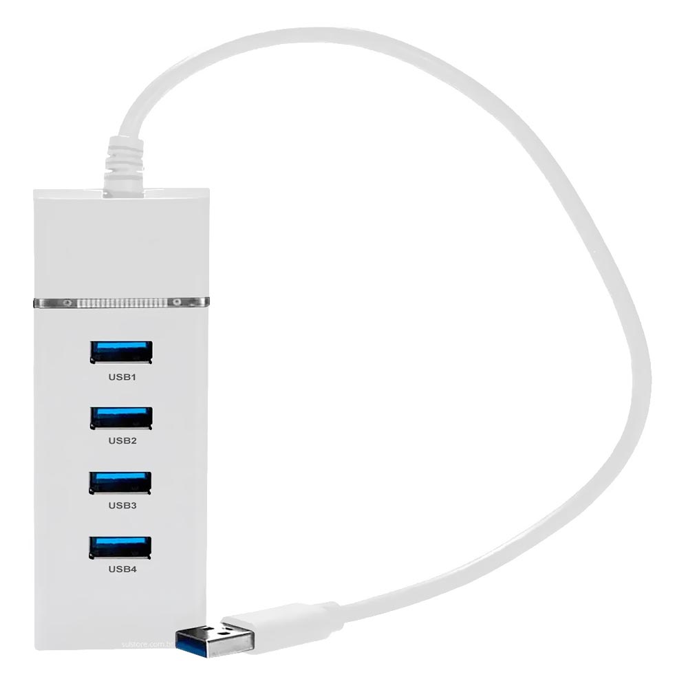 Hub USB 3.0 Super Speed 303 4 Portas / 480Mbps - Branco