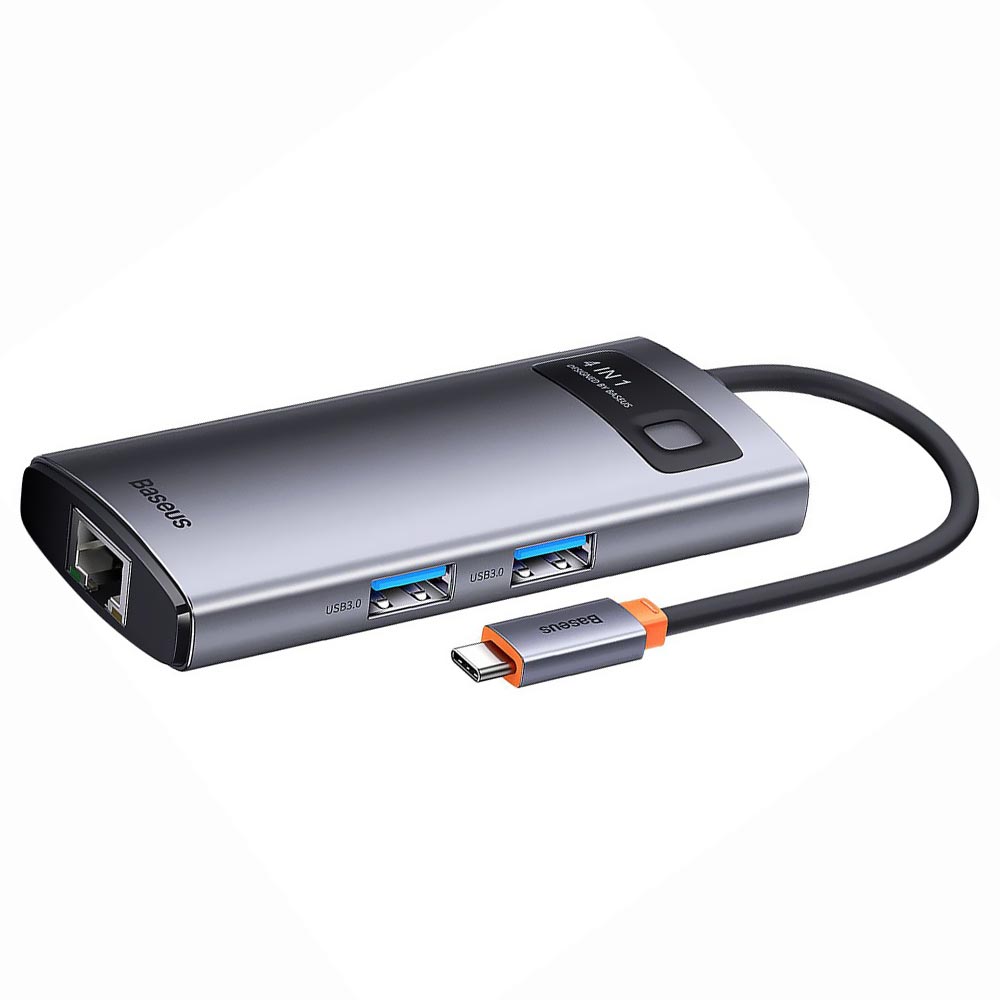 Hub USB-C 3.0 Baseus WKWG070113 5 Portas / 3 USB 3.2 / USB-C Fêmea / RJ45 - Cinza