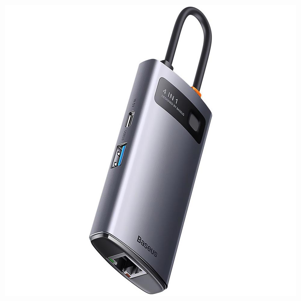 Hub USB-C 3.0 Baseus WKWG070113 5 Portas / 3 USB 3.2 / USB-C Fêmea / RJ45 - Cinza