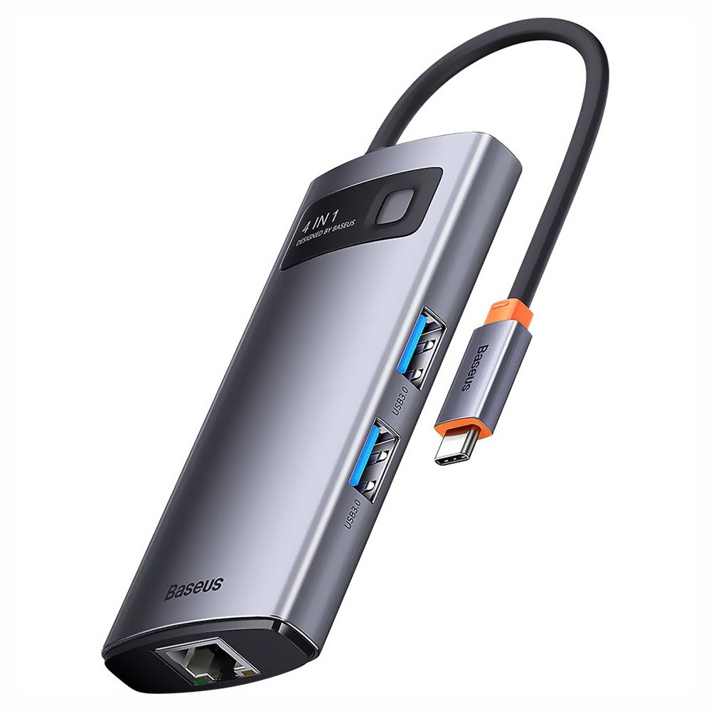 Hub USB-C 3.0 Baseus WKWG070113 5 Portas / 3 USB 3.2 / USB-C Fêmea / RJ45 - Cinza