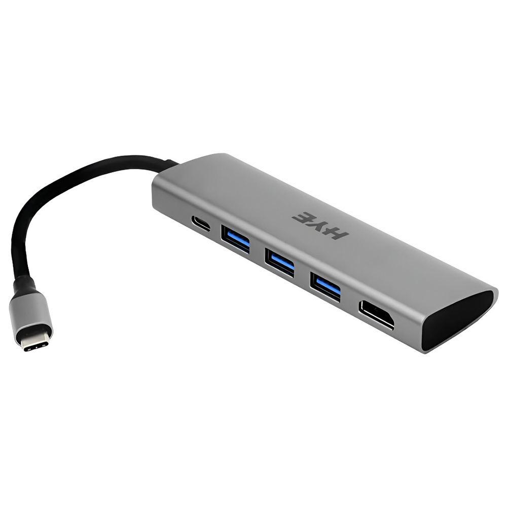 Hub USB-C 3.1 HYE HYEHU53 5 Portas / HDMI / 3 USB 3.0 / USB-C Fêmea - Cinza