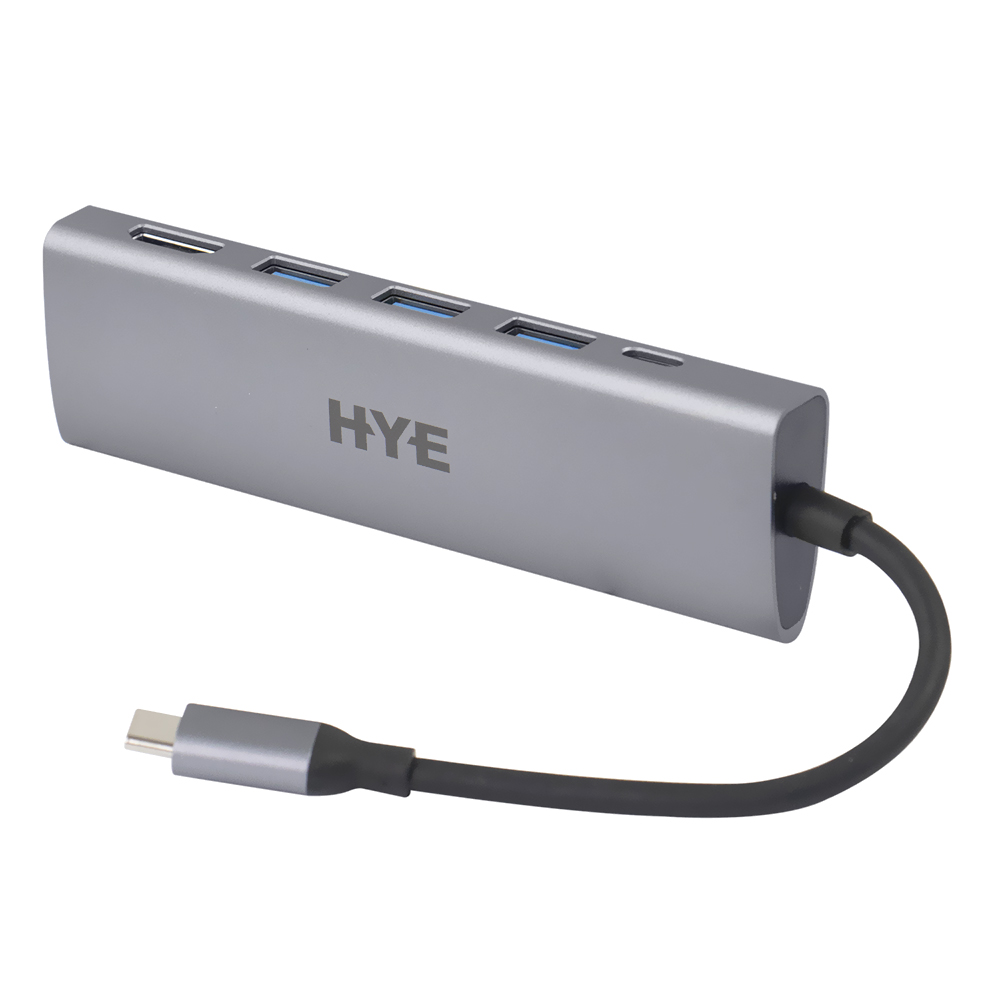 Hub USB-C 3.1 HYE HYEHU53 5 Portas / HDMI / 3 USB 3.0 / USB-C Fêmea - Cinza