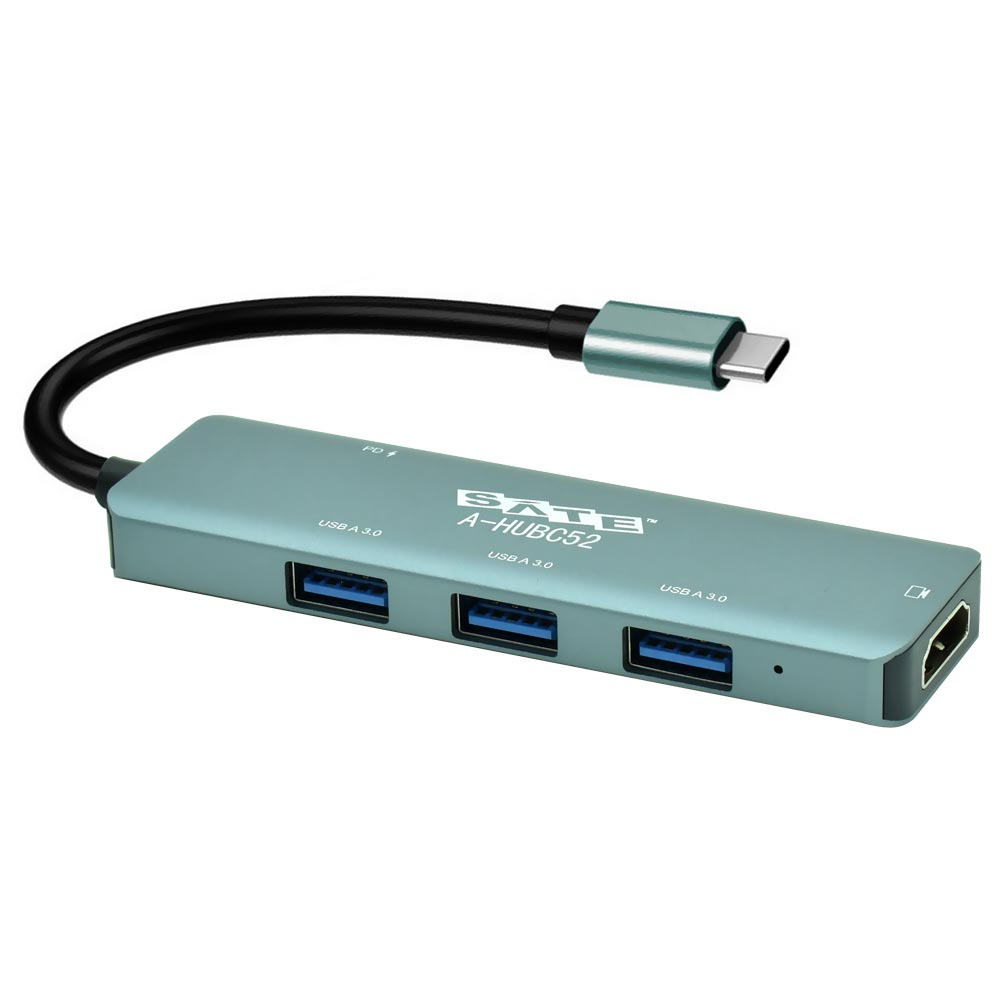 Hub USB-C 3.1 Satellite A-HUBC52 5 Portas / HDMI / 3 USB 3.0 / USB-C Fêmea - Cinza