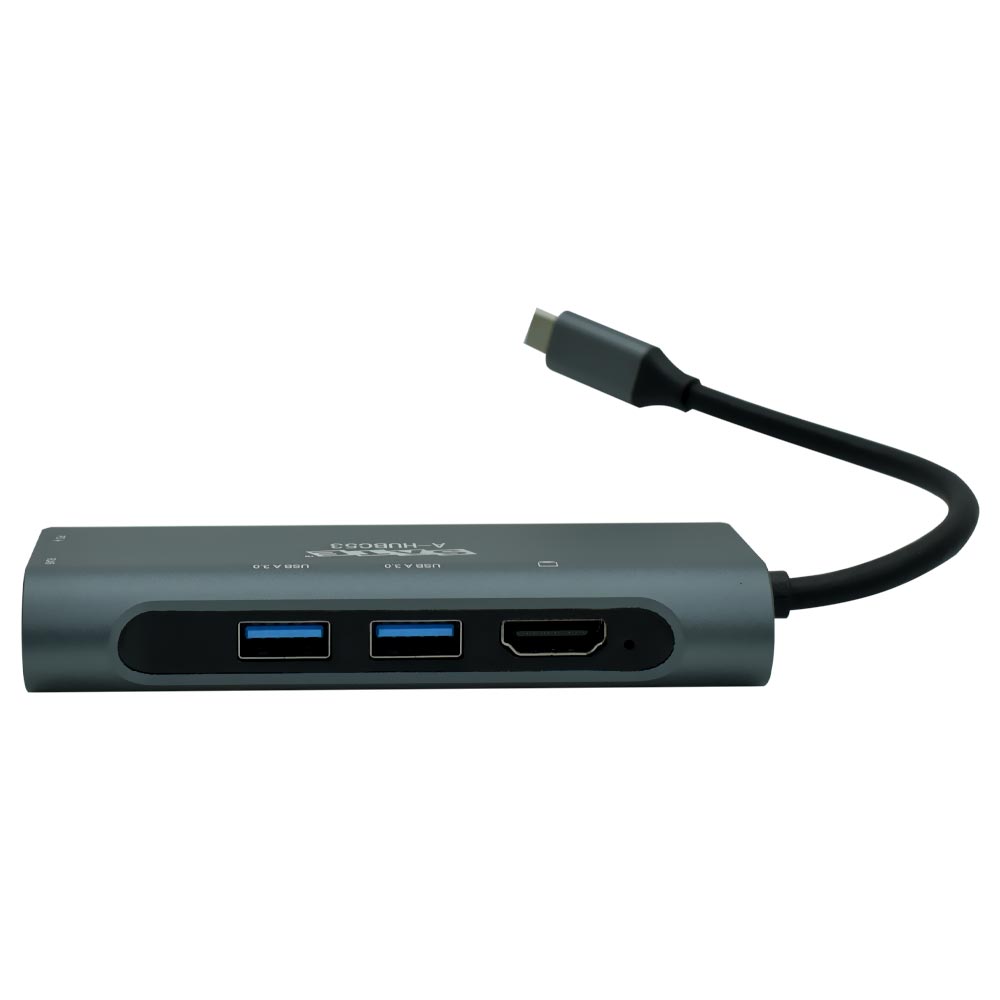 Hub USB-C 3.1 Satellite A-HUBC53 7 Portas / HDMI / 2 USB 3.0 / RJ45 / SD / TF / USB-C Fêmea - Cinza