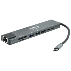 Hub USB-C 3.1 Satellite A-HUBC54 8 Portas / HDMI / 2 USB 3.0 / RJ45 / SD / TF / 2 USB-C Fêmea - Preto